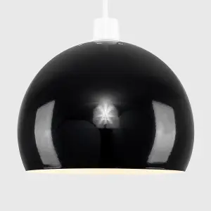 ValueLights Arco Gloss Black Dome Ceiling Pendant Shade and E27 GLS LED 10W Warm White 3000K Bulb