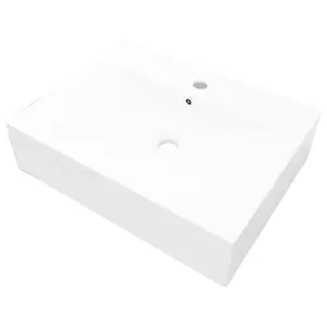 Ebern Designs Bralon 6000mm L x 4600mm W Ceramic Rectangular Sink with Overflow White