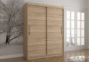 Elegant Vista 06 Sliding Door Wardrobe in Oak Sonoma - (H)2000mm x (W)1500mm x (D)610mm