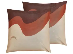 Set of 2 Cushions FESTUCA Boucle 45 x 45 cm Abstract Multicolour