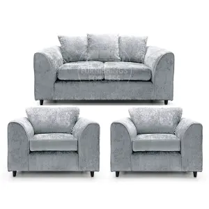 Monaco Chenille Fabric 3 Piece Sofa Set - 2 1 1 Light Grey