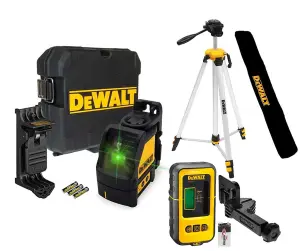 Dewalt DW088CG Green Cross Line Laser Level + Tripod + Bag + Detector DE0892G