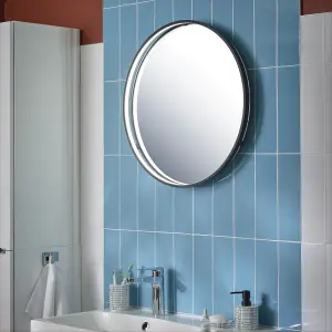 Sensio Aspect Matt Black Round Wall-mounted Bathroom & WC Illuminated mirror (H)60cm (W)60cm