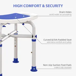 HOMCOM Adjustable Shower Stool with Foot Pads for Elderly Disabled Purple