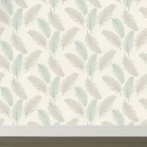 Elstow Teal Feather Classic Textured Wallpaper