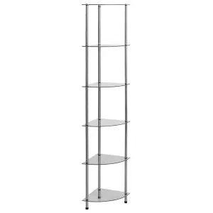 Berkfield 6-Tier Shelf Transparent 30x30x160 cm Tempered Glass