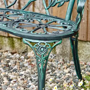 Home Source Rose Cast Iron Garden Bench Green