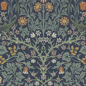 William Morris Dusk Blue Blackthorn Smooth Wallpaper