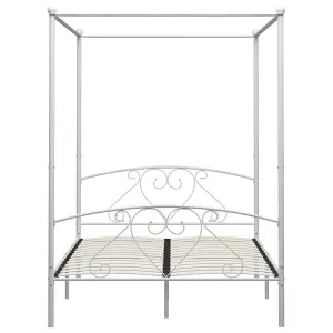 Berkfield Canopy Bed Frame White Metal 160x200 cm