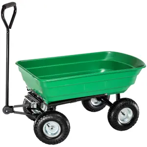 Garden Trolley - tip function, smooth steering axle, 300 kg load capacity - green