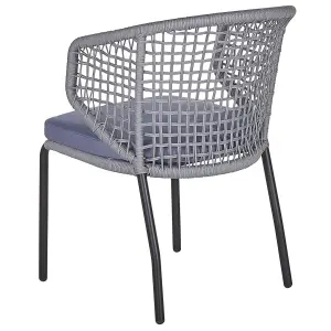 Set of 2 Garden Chairs with Cushions PALMI Metal Grey