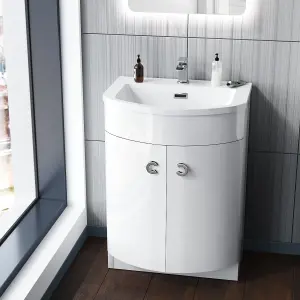 Nes Home Dene 600mm Freestanding White Vanity with Basin Flat Pack