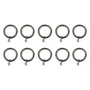 GoodHome Kimlos Nickel effect Black Curtain ring (Dia)28mm, Pack of 10