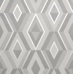 Fine Decor Shard Geo Stone/Silver Wallpaper FD42606