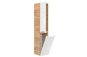 Bathroom Laundry Basket Tall Wall Cabinet Linen Storage Unit White Gloss Oak Arub