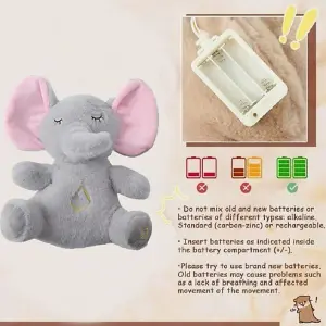 Elephant Cartoon Breathing Plush Toy To Sleep With