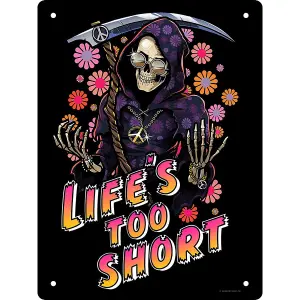 Grindstore Lifes Too Short Tin Happy Reaper Plaque Black (One Size)