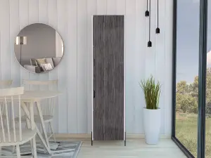 Dallas tall storage cabinet, white & carbon grey oak effect