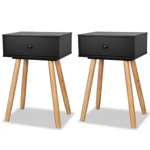 Morwenna 1 Drawer Bedside Table (Set of 2) Black