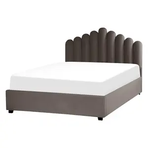 Velvet EU Double Size Ottoman Bed Taupe VINCENNES