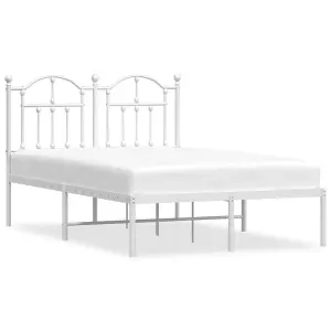 Berkfield Metal Bed Frame with Headboard White 120x200 cm