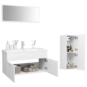 Berkfield Bathroom Furniture Set White Engineered Wood