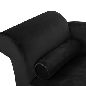 Left Hand Velvet Chaise Lounge Black LUIRO