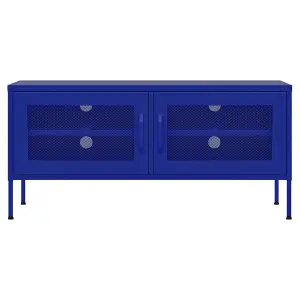 Berkfield TV Cabinet Navy Blue 105x35x50 cm Steel