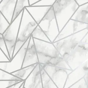 Holden Décor Statement Jantis Grey Metallic effect Geometric Smooth Wallpaper Sample