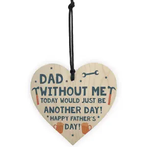 Red Ocean Funny Fathers Day Gift Idea Novelty Wooden Heart Gift For Him Dad Gifts Present