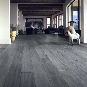 36 Pcs Self Adhesive Wood Grain Effect PVC Flooring Planks for Home Decoration,Peel and Stick Floor Tiles,Grey 5 m² Coverage