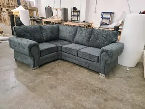 Verona 4 Seater Corner - Coal Chenille Fullback