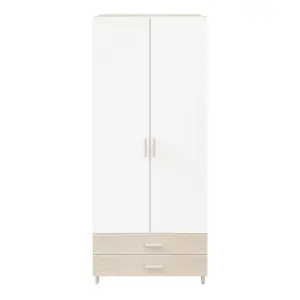 GoodHome Atomia Freestanding Matt white oak effect Particle board Wardrobe (H)2250mm (W)1000mm (D)580mm