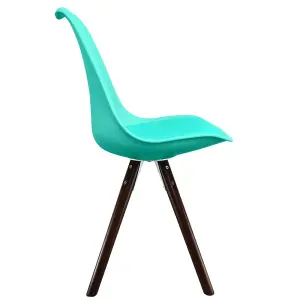 Soho Aqua Plastic Dining Chair with Pyramid Dark Wood Legs