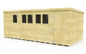 17 x 8 Feet Pent Shed - Single Door With Windows - Wood - L231 x W492 x H201 cm