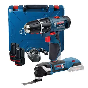 Bosch GSB 120-LI 12v Combi Hammer Drill 2 Speed 2x2ah + GWS 12v-28 Multi Tool