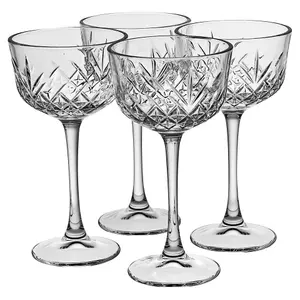 Queensway Home & Dining 160ml 4 Pcs Cut Crystal Cocktail Goblets Sets Traditional Glasses