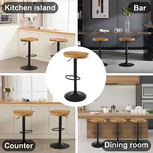 Persaeus Adjustable Height Counter Stool with Metal Frame (Set of 2) Dark wood look