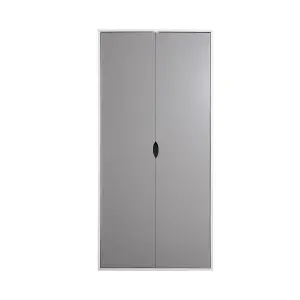 Alton 2 Door Double Wardrobe White & Grey Bedroom Furniture Cupboard