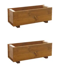 Wooden Trough Planters Container Plant Flower Boxes 60cm Set of 2