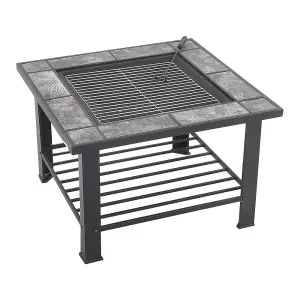 Outdoor Garden Wood Burning Fire Pit Table BBQ Grill