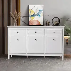 130 x 40 x 80cm Classic White Large Storage Cabinet with Drawers Doors