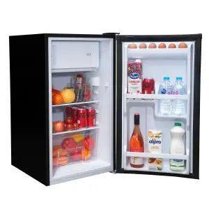 SIA LFIBL Mini Black Free Standing Under Counter Fridge With 3 Star Ice Box