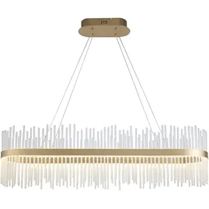 Hanging Ceiling Pendant Light - Brushed Gold Plated Finish & Clear Glass - 47W LED (Smd 2835) Warm White