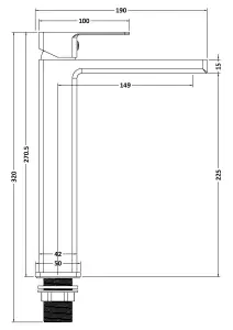 Square Tall Mono Basin Mixer Tap - Brushed Brass