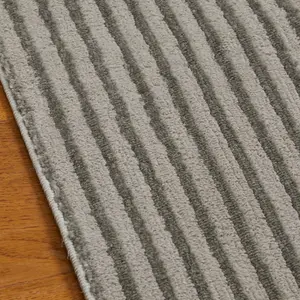 Grey Easy to Clean Modern Abstract Striped Living Room Dining Room Rug-80cm X 150cm