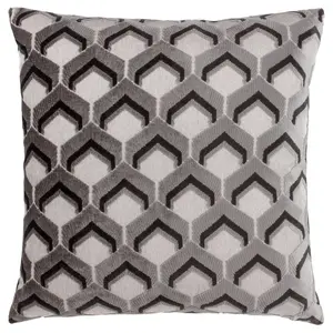 Ledbury Geometric Square Throw Cushion Covers Grey/Black