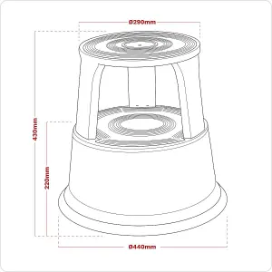 Sealey Kick Step Steel 150kg Capacity 430mm Height 440mm Diameter Anti Slip KS1