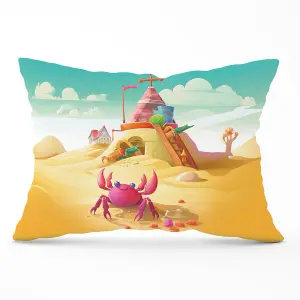 Pink Crab On A Beach Holiday Cushions 33cm x 48cm