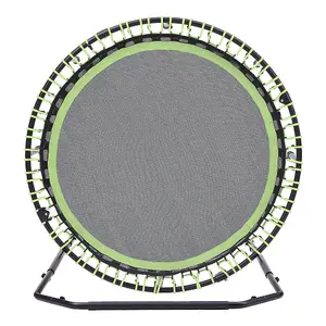 48in Bungee Cords Foldable Round Trampoline with Adjustable U-Handle Bar in Green for Indoor Outdoor